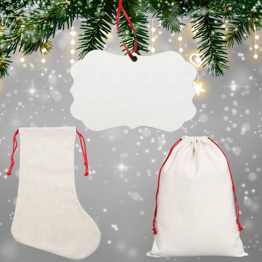 Sublimation Christmas Stockings, Sacks and ornament