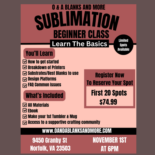 In-Person Sublimation Class (Beginner)