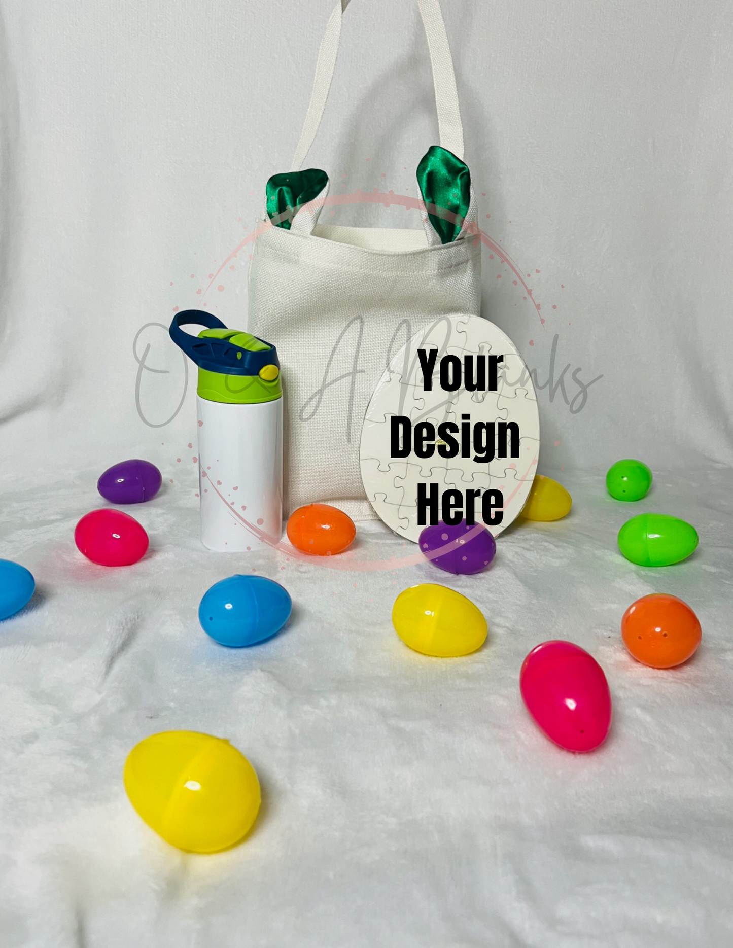 Easter Bundle Bunny Ears bag, kids tumbler and Egg Shaped Puzzle Sublimation Bundle