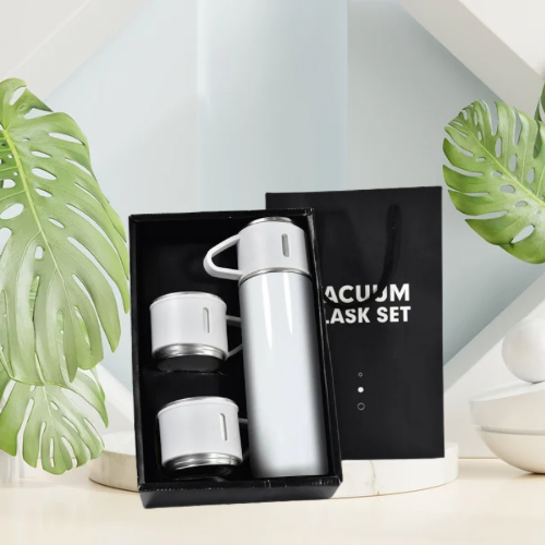 Sublimation Vacuum Flask Gift Set Box With 3 Mini Cups