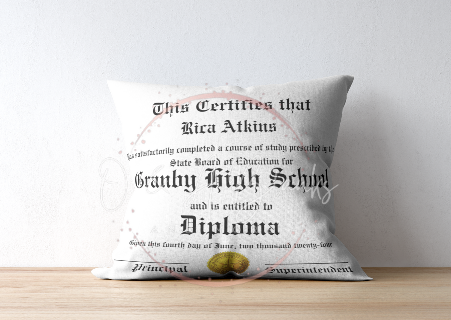 High School Diploma Custom Pillows